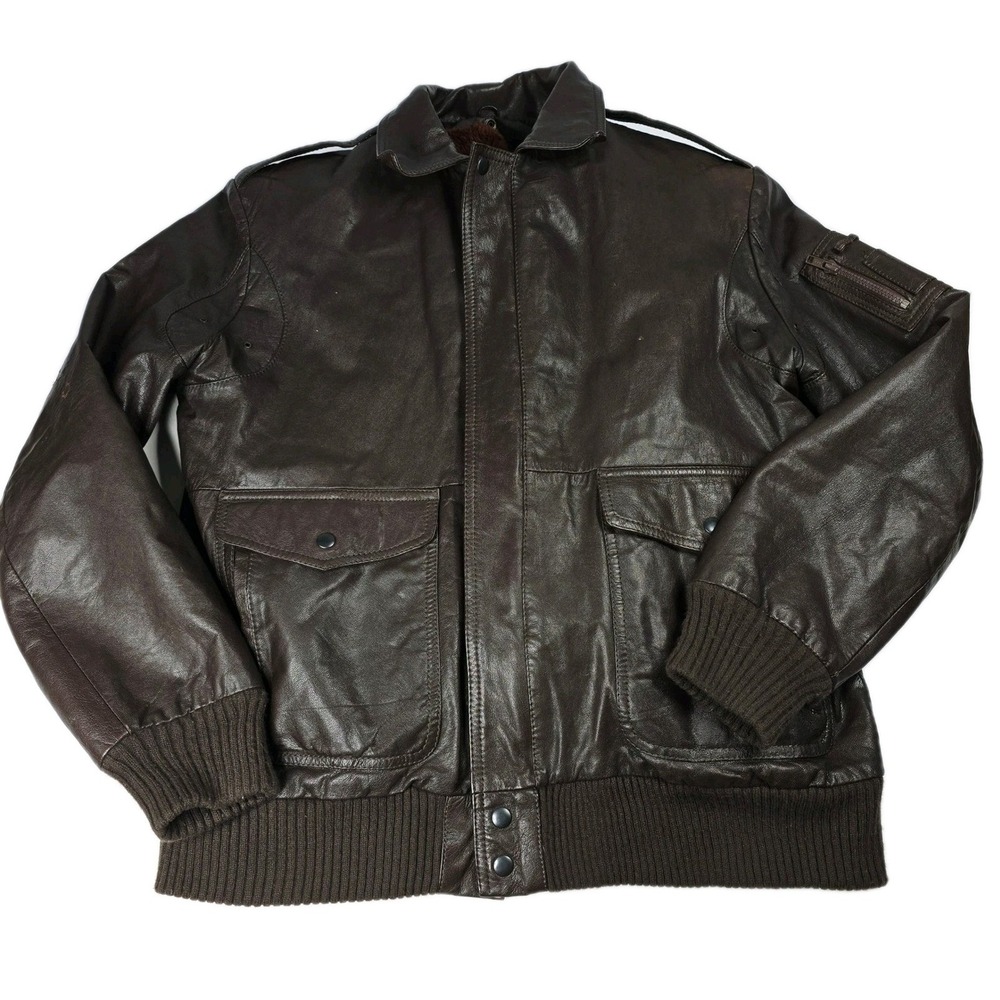 Nappatex Swiss Quality Leather Diffusion Men's Brown Bomber Jacket‎ Size 52